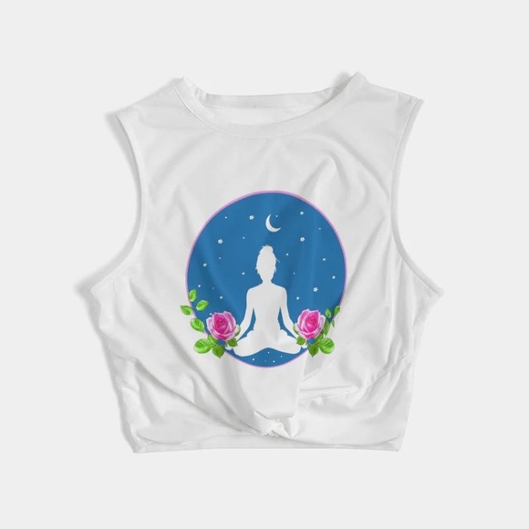 Space Odyssey Cropped Twist Front Tank Yoga Bitch NWT - Picture 1 of 10